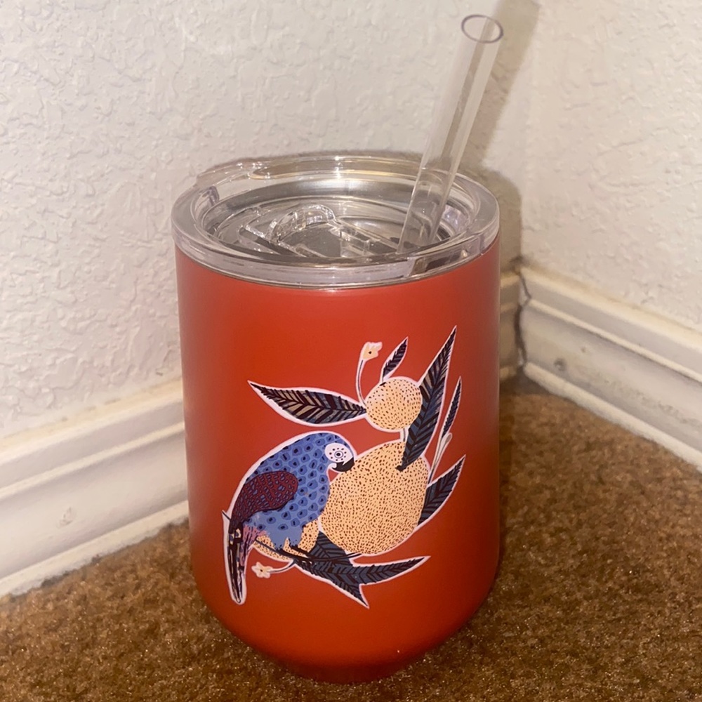 NWT Threshold Double Wall Stainless Steel Vacuum Wine Tumblr with Parrott Bird